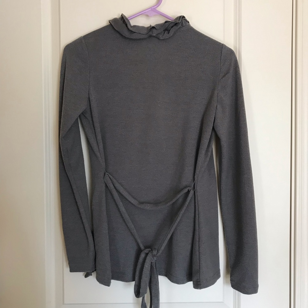 Romy | Gray Ruffle Cardigan - Picture 2 of 3